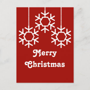 Carte postale Falling Snowflakes, Rouge foncé