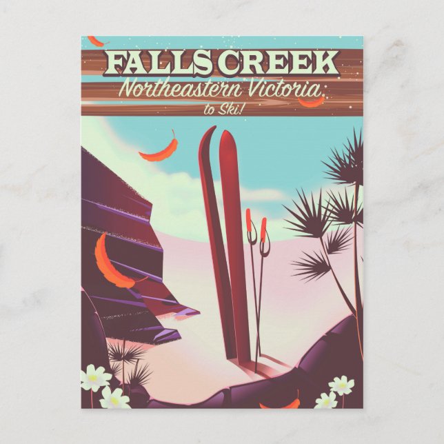 Carte Postale Falls Creek, Northeastern Australia Affiche de ski (Devant)