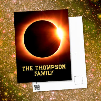 Carte Postale Famille Américaine Total Éclipse Solaire Avril 8 2