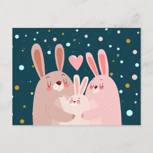 Carte postale Famille Bunny Cute