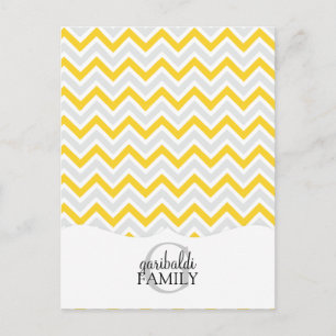 Carte Postale Famille Chevron Jaune et moderne personnalisée
