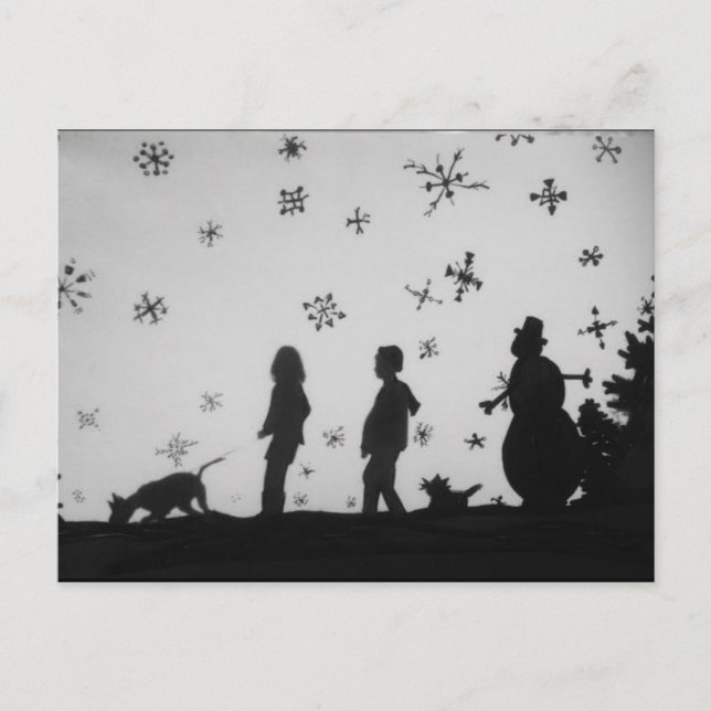 Carte postale "Famille Dans La Neige" (Devant)