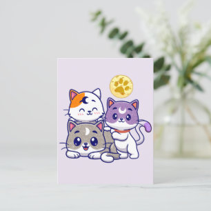 Carte Postale Famille de chats mignons