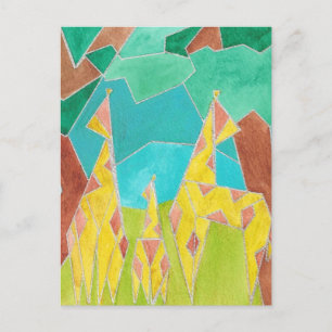Carte Postale Famille de girafes Art abstrait original
