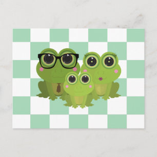 Carte Postale Famille de Grenouilles Mignonnes – Maman Papa Bébé
