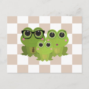 Carte Postale Famille de Grenouilles Mignonnes – Maman Papa Bébé