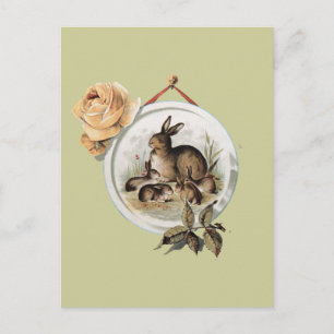 Carte Postale Famille de lapins vintages