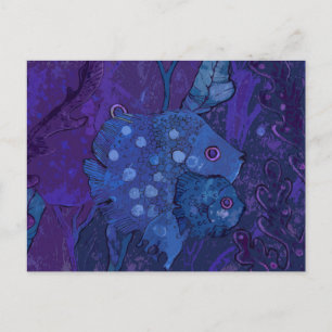 Carte Postale Famille de poissons, Océan sous-marin Animal Art M