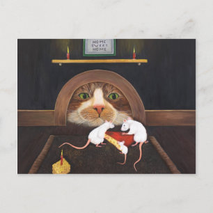 Carte Postale Famille de souris et de chats