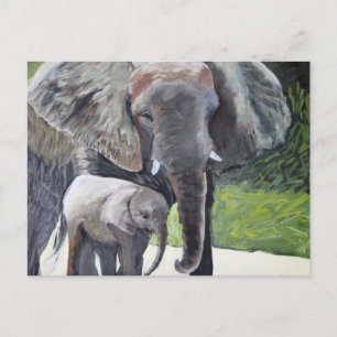 Carte Postale Famille des éléphants