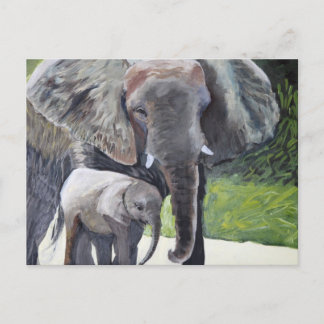 Carte Postale Famille des éléphants