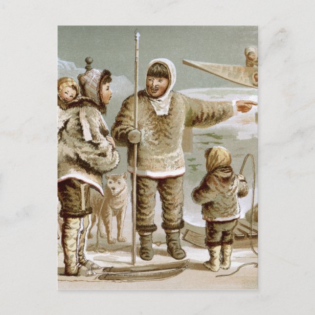 Carte Postale Famille Eskimo (Devant)