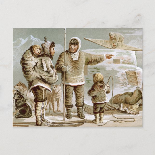 Carte Postale Famille Esquimaude (Devant)