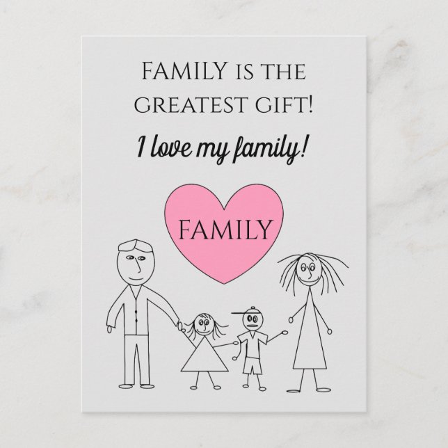 Carte Postale FAMILLE est le plus grand cadeau Mignonne (Devant)