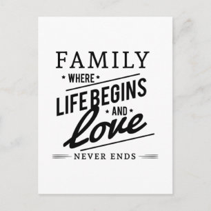 Carte Postale Famille : Là où la vie commence et où l'amour ne f