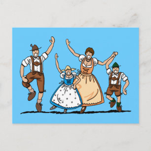 Carte postale Famille Lederhosen Dirndl BEER FESTI