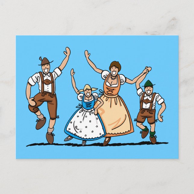 Carte postale Famille Lederhosen Dirndl BEER FESTI (Devant)