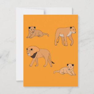 Carte Postale Famille Lion