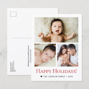 Carte Postale Famille moderne Red Black White 3-Photo