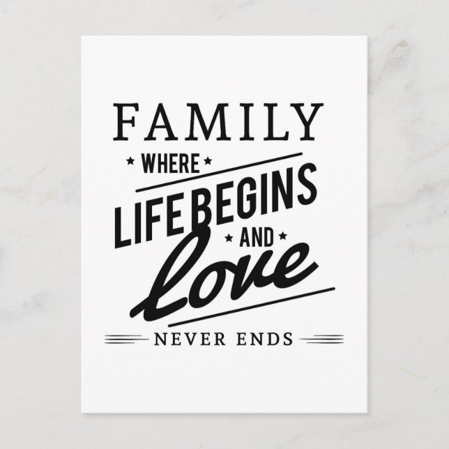 Carte Postale Famille Où La Vie Commence Et L'Amour Ne Se Termin (Devant)