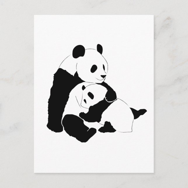 Carte Postale Famille Panda (Devant)
