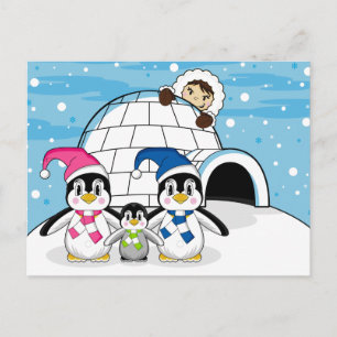 Carte postale Famille Penguin & Eskimo