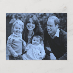 Carte Postale Famille Prince William déc 2015 bleu monochrome