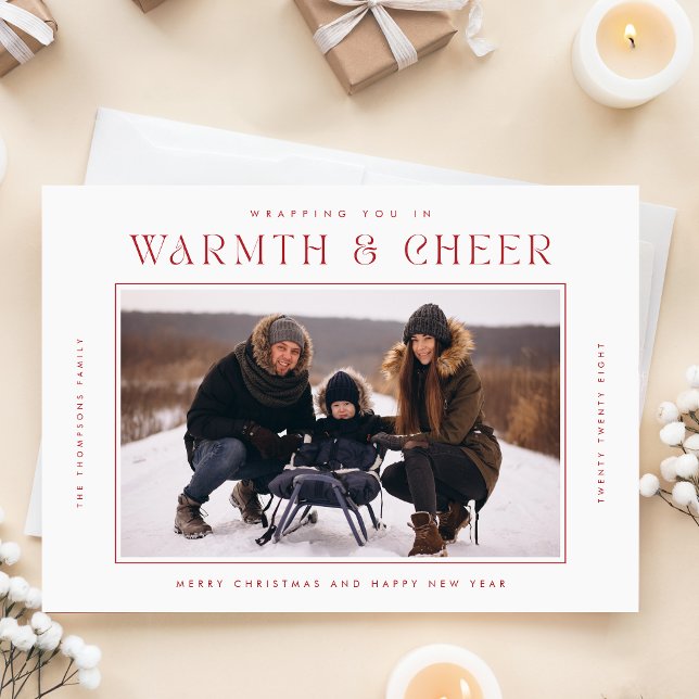 Carte Postale Famille Rouge moderne élégant Photo Noël (Créateur téléchargé)