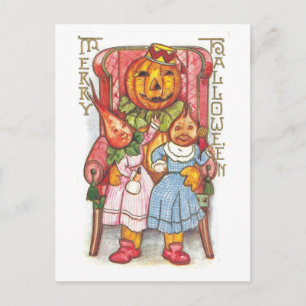 Carte Postale Famille vintage de légumes Halloween