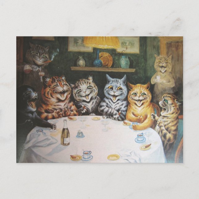 Carte Postale Famille vintage Happy Cat (Devant)
