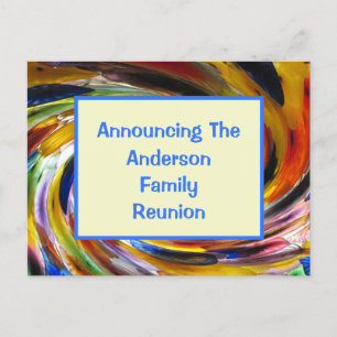 Carte Postale Family Reunion Tie Dye Swirled Faire-part d'événem