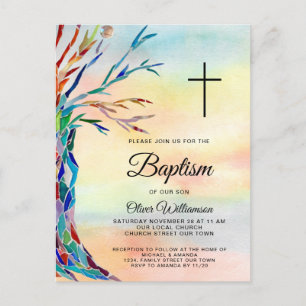 Carte Postale Family Tree Baptism Christening Invitation