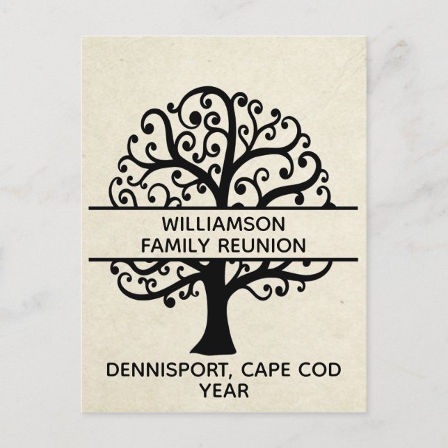 Carte Postale Family Tree Reunion Black Modern Drawing (Devant)