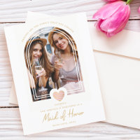 Fancy Maid of Honor Pink Heart Photo Proposition