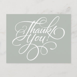Carte Postale Fancy Script Silver Gray Thank You Card
