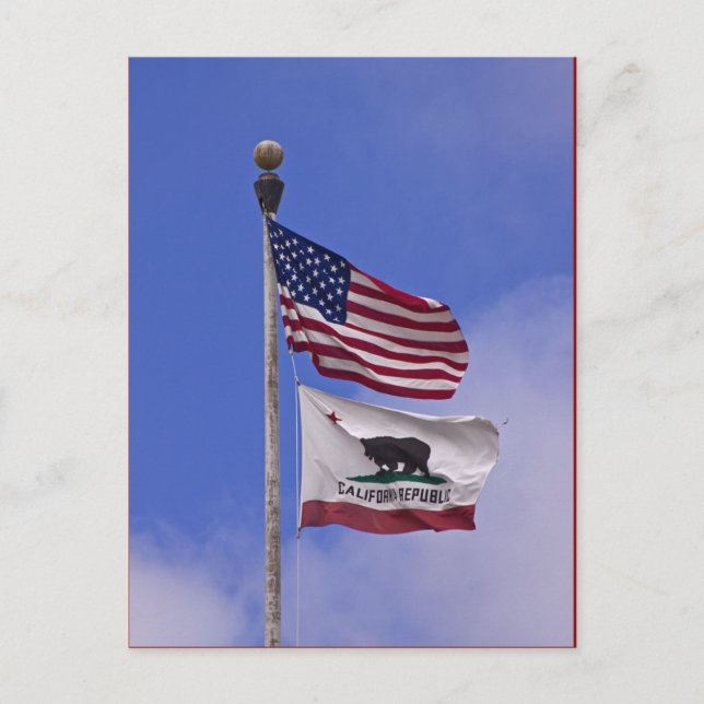 Carte Postale Fanions: États-Unis et état de Californie (Devant)