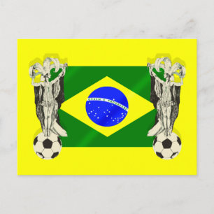 Carte Postale Fans de football samba 2010 Brésil drapeaux cadeau