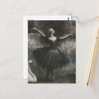Carte Postale Fantaisie de ballerine et de cygne