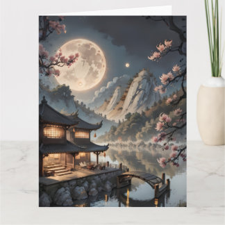 Carte postale fantaisie de village japonais au cla