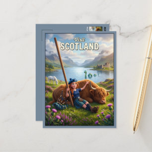 Carte postale fantaisiste Visit Scotland 3D Nessie