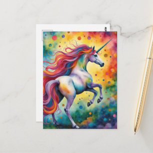 Carte Postale Fantastique licorne colorée magnifique