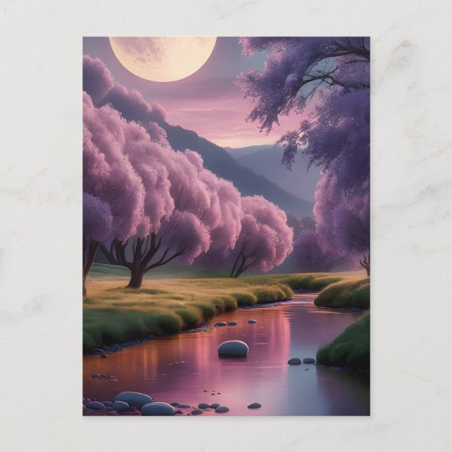 Carte Postale Fantasy Moonlit River Dreamscape Illustration (Devant)