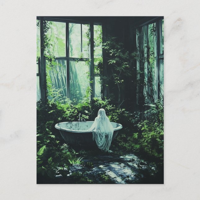 Carte Postale Fantôme dans la baignoire de la maison abandonnée (Devant)