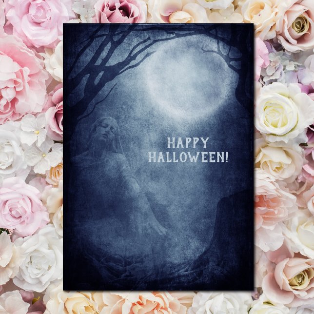 Carte Postale Fantôme de Halloween effrayant sous la pleine lune (Créateur téléchargé)