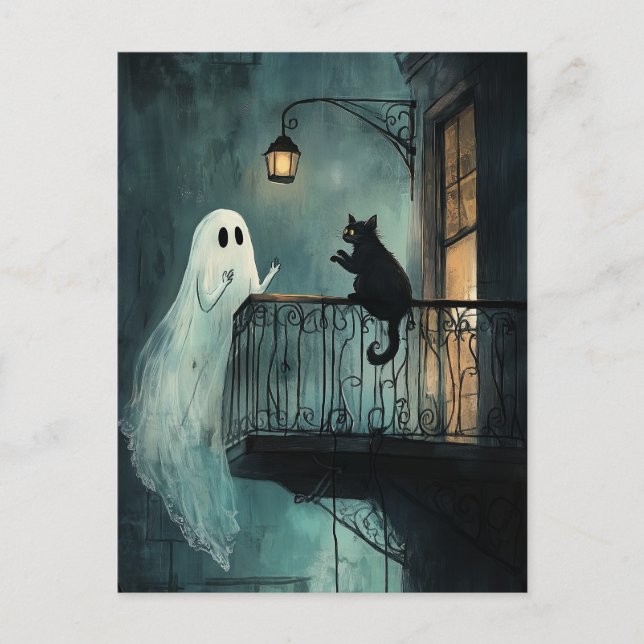 Carte Postale Fantôme du visiteur au chat du Balcon (Devant)