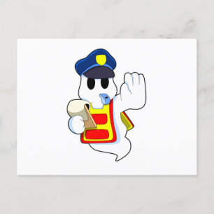 Carte Postale Fantôme en tant qu'officier de police avec sifflet