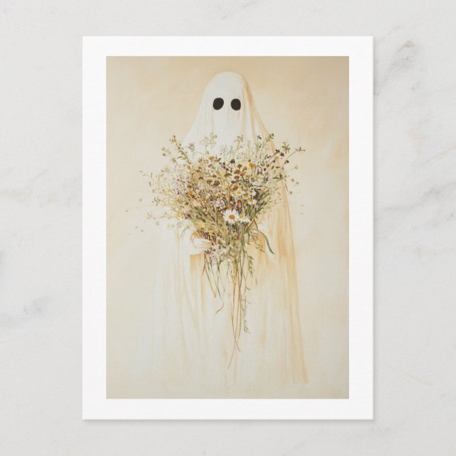 Carte Postale Fantôme lunatique avec Fleurs sauvages (Devant)