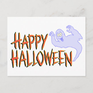 Carte Postale Fantôme souriant et amical Halloween joyeux