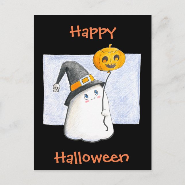 Carte Postale Fantôme Whimsical // Halloween heureux (Devant)