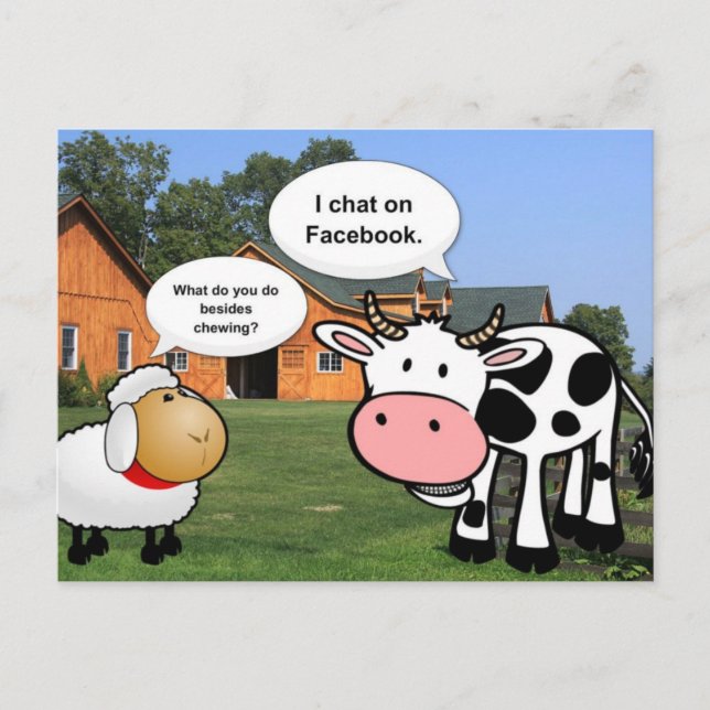 Carte Postale Farm animals cute cartoon funny chat (Devant)